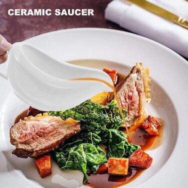 Cabilock Saucepan with Ergonomic Handle, White, Fine Porcelain, Saucepan and Tray for Sauces, Dressings, Salad, Microwave and Dishwasher Safe
