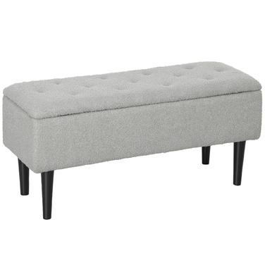 HOMCOM Лавка з місцем для зберігання, до 120 кг, оксамитова текстура, 95x38x45 см, сірого кольору