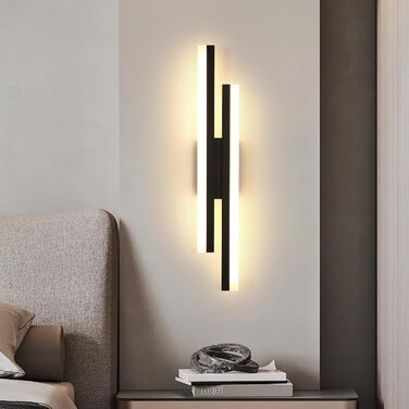 DELIPOP Настінний світильник Wandleuchte, 12W LED, 3 кольори, золото, для спальні, вітальні, коридору, сходинкового майданчика (чорний, 3000K, 48cm)