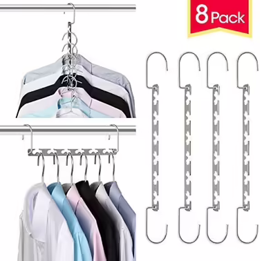 Giftol Space-Saving Metal Hangers, Metal Clothes Hangers, Magic Cascading, Clothes Organizer (8 Pieces)