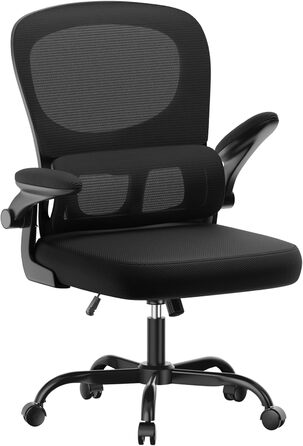 Офісний стіл Naspiro, ергономічне крісло з регульованою підголівником, підлокітниками та підтримкою попереку, поворотне крісло з дихаючою сіткою для дому та офісу (Чорний 2, без підголівника)