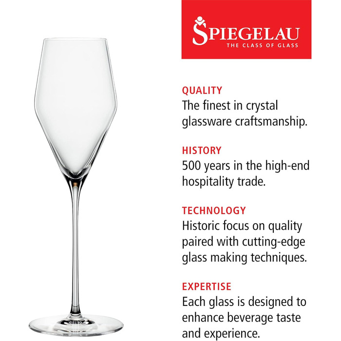 Spiegelau Champagne Glasses 250 ml, 2 Pieces, Definition, 1350169, Crystal Glass Sparkling Wine Glasses, Champagne Glasses Dishwasher Safe