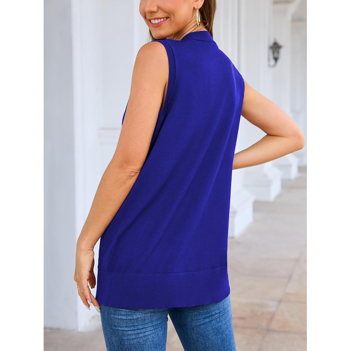 Жіночий жилет Veryoung Fashion Casual: м'який в'язаний кардиган без рукавів з кишенями, A09, королівський синій, XL