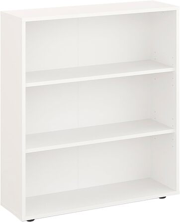 Білий книжковий стелаж KOMTO Regal 80 см, 3 рівні, з регульованими полицями, 80x90x24 см, універсальний для зберігання
