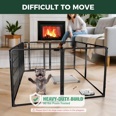 Клітка для собак Pawadise FXW з акрилу та металевої сітки, 61 см, 8 панелей, біла, для цуценят та маленьких собак, патентована модель