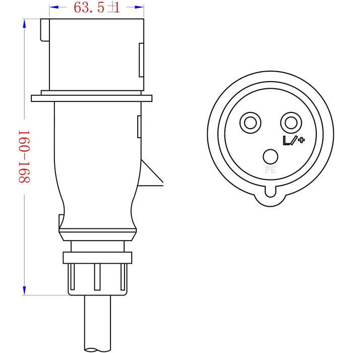 Мобільна зарядка для електромобіля 7kW CEE 32A, кабель Type 2, 5м, 1-фазна, 8-32A, з цифровим дисплеєм