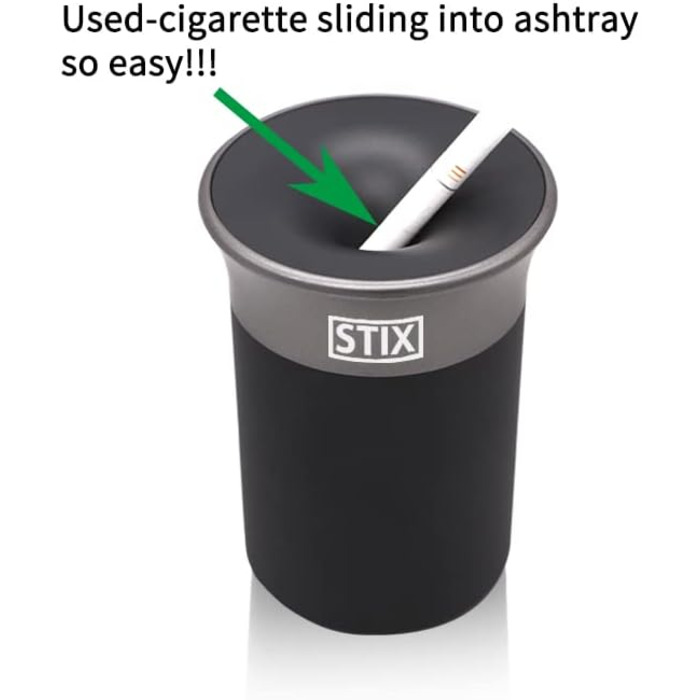 STIX-Becher Auto Aschenbecher (available in 2 colors) compatible with IQOS Iluma Prime One Terea, Duo 3 Heets, GLO Neo Tobacco Sticks - black/gray