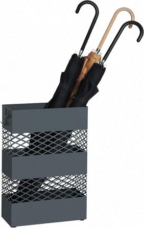 Стійка для парасоль під SONGMICS, металева, прямокутна, 28 x 12 x 41 см, з піддоном для води, сітчаста конструкція, антрацит