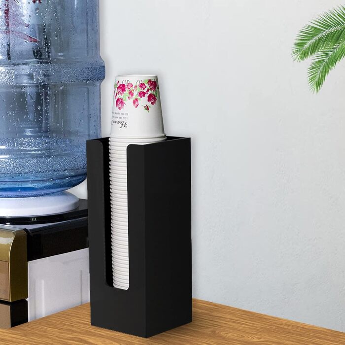 Together-Life Paper Cup Organizer Dispenser, Disposable Cup Lid Holder, Display Storage, Coffee, Milk, Teeshop, Restaurant Supplies, Halloween Party Supplies (2 Compartments, black) (Style 4)