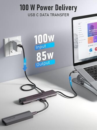 Lemorele USB-C Док-станція: 11-в-1 хаб з 2xHDMI 4K, 3xUSB 3.0/2.0, VGA, PD 100W, SD/TF, Ethernet (сумісна з Windows, MacBook, Dell, HP, Lenovo, Surface)