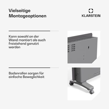 Конвекторний обігрівач Klarstein Bansin Smart 2500W з керуванням через додаток, X-подібним нагрівальним елементом та захистом від перегріву, для кімнат та зимових садів (Кристал)