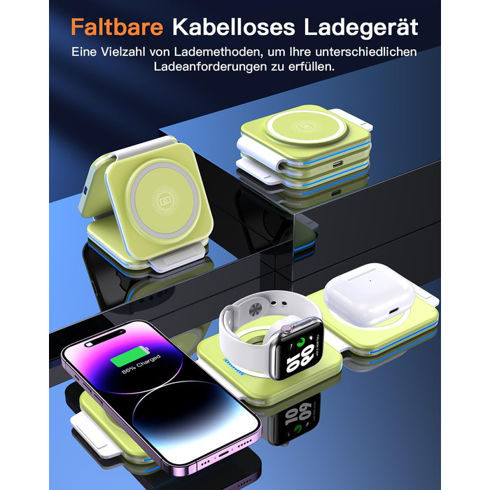 3-в-1 Бездротова зарядка для Apple Watch, iPhone та AirPods (жовта)