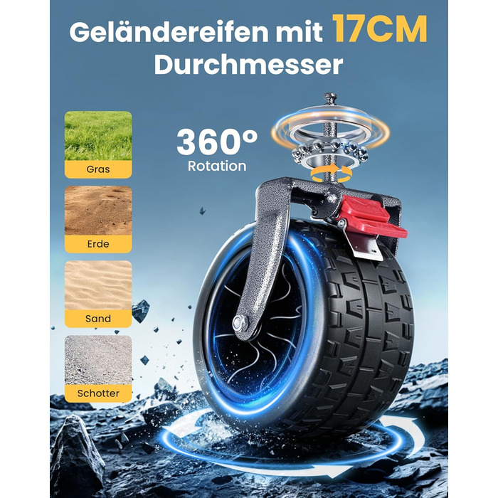 Універсальний складаний візок YEAUPE PRO 260L (250 кг) для пляжу, саду, покупок: міцний, чорний