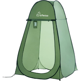 WolfWise Pop Up Shower Tent with Privacy Screen - Portable Toilet Tent, Green