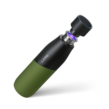 Пляшка для води LARQ PureVis 710 мл чорного кольору з самоочищенням UV-C, нержавіюча сталь, силіконовий чохол - для фітнесу, бігу та активного відпочинку
