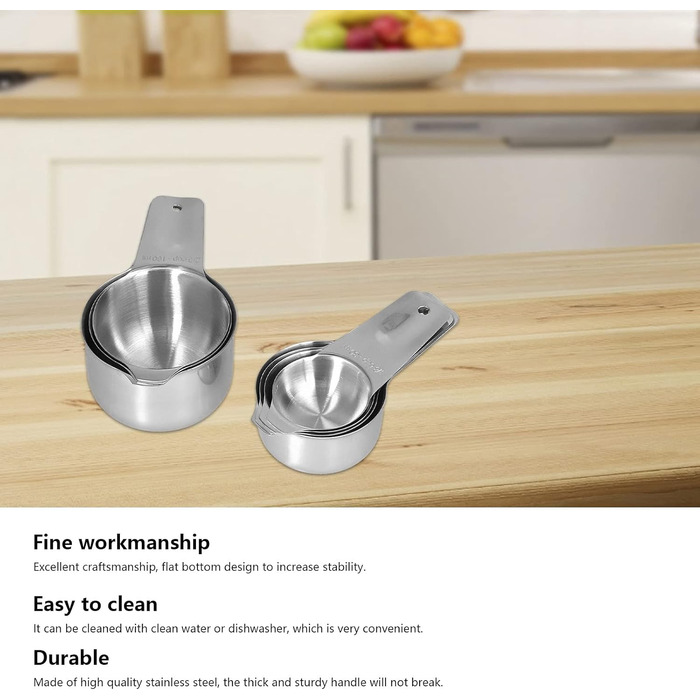 7-Piece Stainless Steel Measuring Cup Set, Stackable Soup Spoon Measuring Set, Measuring Cups and Spoons with Scale, Kitchen Measuring Sets for Cooking and Baking