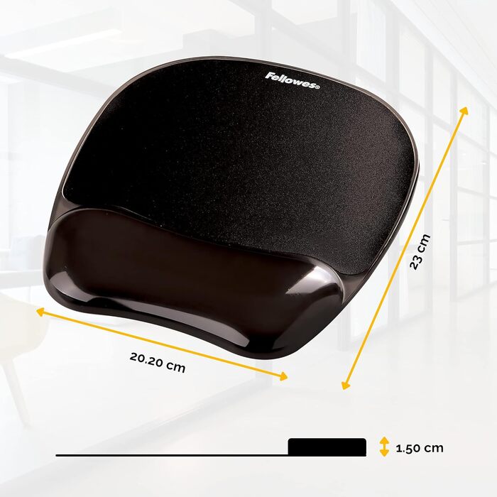 Килимок для миші Fellowes Crystals з підставкою для зап'ястя - ергономічний килимок для миші, ігровий килимок, чорного кольору