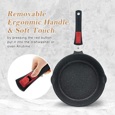 Сковорода з кришкою 28 см, антипригарне покриття, знімна ручка, підходить для всіх типів плит