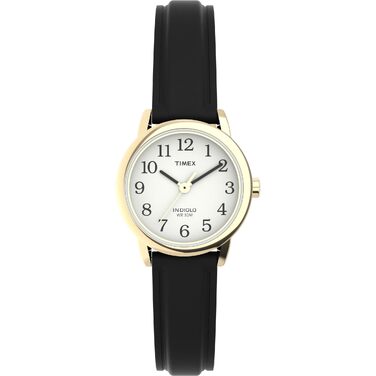 Жіночий наручний годинник Timex Easy Reader, 25 мм, шкіряний ремінець чорного кольору, золотистий корпус