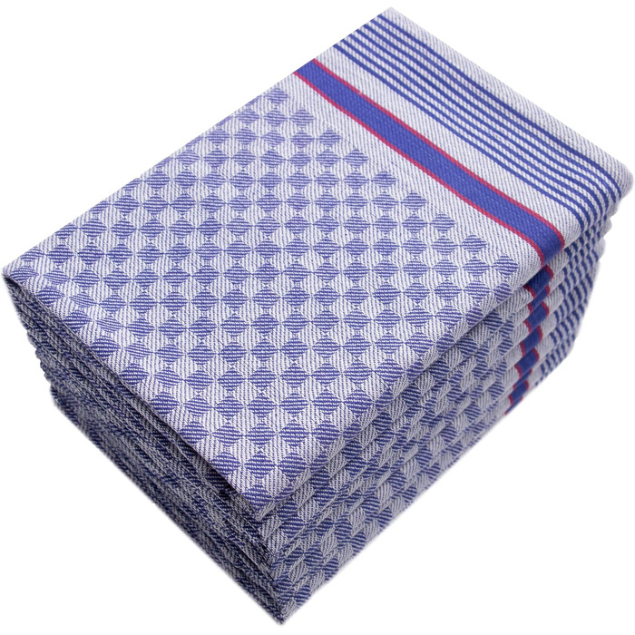 ZOLLNER 10-Piece Dishcloth Set, 50x100 cm, Cotton, Blue Checkered