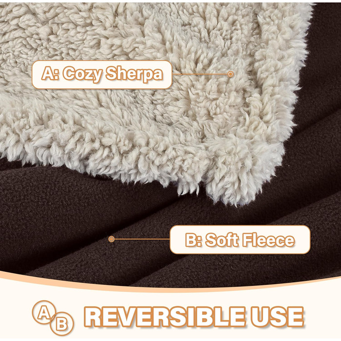 Водонепроникний коврик для собак та котів, миючий, захисний коврик для дивану, теплий та м'який, великий розмір 150 x 120 см, коричневий/тауп