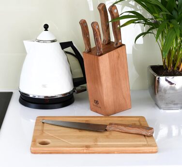 Набір ножів Karl Hausmann 5 предметів: ніжний блок, кухонні ножі з нержавіючої сталі, блок для ножів з пластику та щетиною