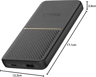 Power Bank OtterBox Robustes 15000 mAh з USB-A та USB-C, 18W, Швидка зарядка, Чорний