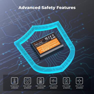 Набір акумуляторів K&F CONCEPT LP-E10 (3 шт.) з LCD-зарядним пристроєм для Canon EOS Rebel T7, T6, T5, T100, Kiss X50, X70, X80, X90, 1100D, 1200D, 1300D, 1500D, 2000D