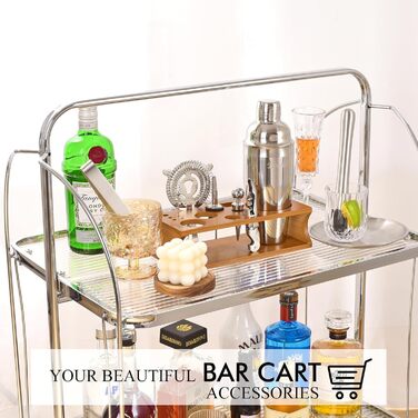 Набір для приготування коктейлів з бамбуковою підставкою та книгою рецептів, нержавіюча сталь 750мл, 17 предметів. Ідеальний подарунок для барменів та жінок.