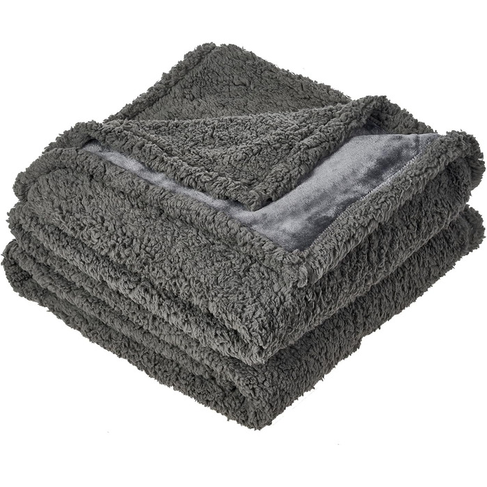 Водонепроникний коврик для собак, миючий, 120 x 100 см, двосторонній, для собак та котів середніх та великих порід, захист дивану та ліжка, м'який Sherpa Fleece та фланель, сірий L (120 x 100 см)