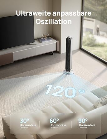 Dreo Pilot Max S: Тихий торшерний вентилятор з кулькою 120°, 12 швидкостей, 4 режими, таймер 12 годин, керування від пульта, для спальні