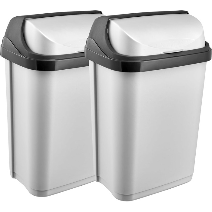 Відро для сміття Keeeper Rasmus з роликовим кришкою, світло-сіре (срібло), 2 x 10 л