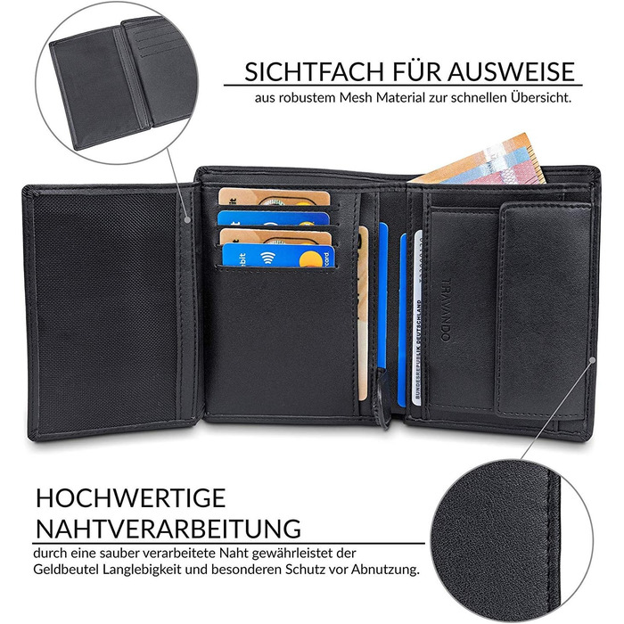 TRAVANDO Wallet for Men Chicago RFID Wallet, Men's Wallet, Portemonnaie, Portmonaise, Wallet, Large, Vertical Briefcase Wallet, Men's Wallet, Men's Wallet, Portmonee, Gift, Wallet