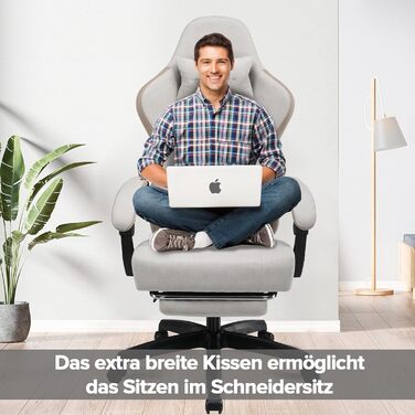 Ігровий крісло GTPLAYER Ergonomiczne з підлокітниками, підставкою для ніг та м'якою оббивкою (Бежево-коричневий)