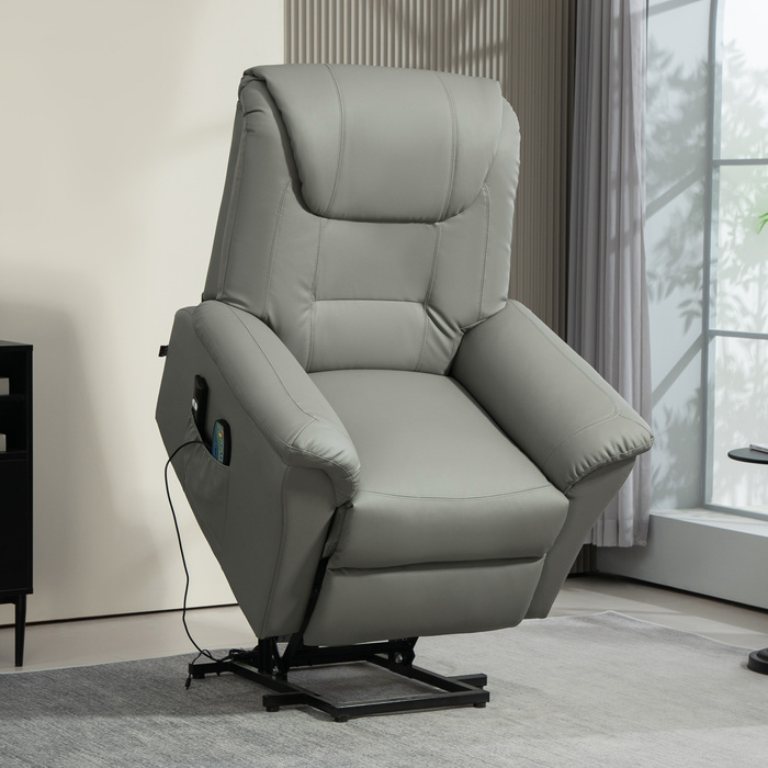 HOMCOM TV Chair with Rise Assist, Electric Recliner with Lie-flat Function, Heating and Massage Function, TV Chair with Spring System | Aosom