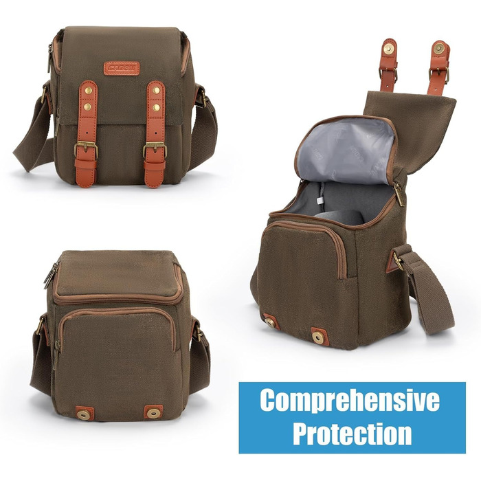 CADeN Ретро сумка для камери на плечі для Sony Canon, водонепроникна, для DSLR та беззеркальних камер, легка та компактна (коричнева)