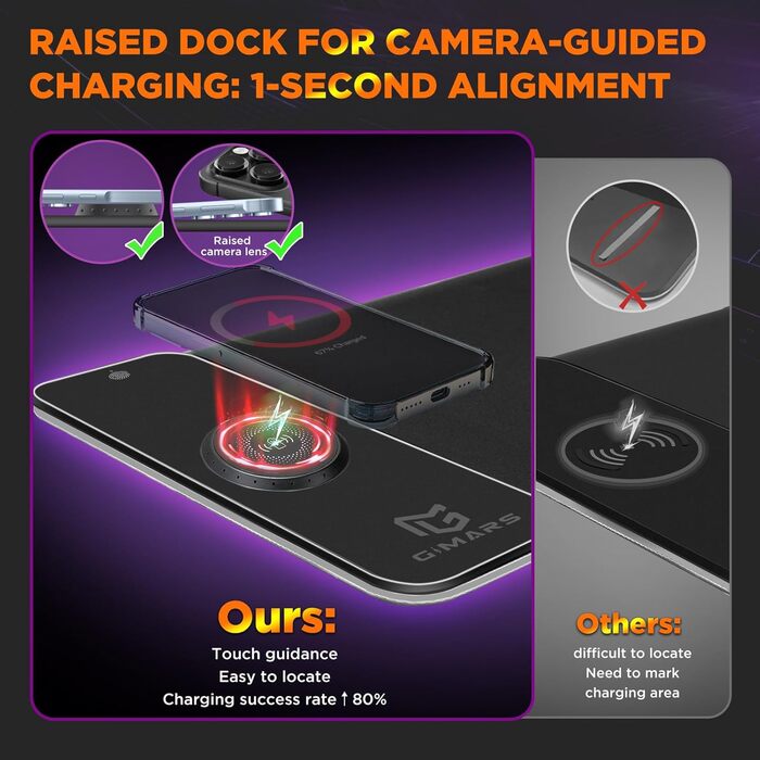 Килимок для миші ігровий Gimars RGB XXL, 800x300x5 мм, з підсвічуванням 12 LED, вологостійкий, з гумовою основою, чорний