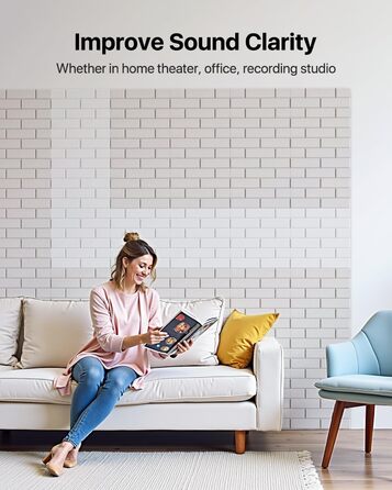 Самоклеючі акустичні панелі для шумоізоляції стін, звукопоглинаючі плити тип «цегла» високої щільності для звукозапису та декору, 30x30x0.9 см, бежевий (18 шт)