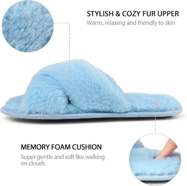 Жіночі плюшеві домашні тапочки Riehmot (40/41 EU, блакитні)