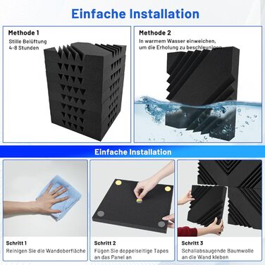 Акустичний поролон для шумоізоляції 30x30x5 см, звукопоглинаючі панелі для стін з клейкою основою, набір 32 шт. для студії звукозапису та домашнього кінотеатру