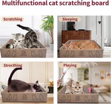 Набір когтеточок для котів (3 шт.): велика когтеточка з будиночком, довговічна двостороння гофрокартонна поверхня, іграшка для дому, безпечна та чиста