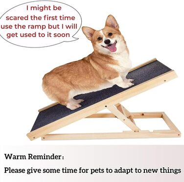 Складана рамка для собак Hunderampe з дерева, 4 секції, регульована висота 30-60 см, для малих та великих собак, для ліжка, софи, авто. Антиковзка, 70 x 35 x 30/40 см