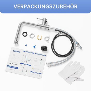 Кухонний змішувач DAYONE з висувною лійкою, нержавіюча сталь, 3 режими, 360° обертання, для кухонних мийок (15 см), матовий.