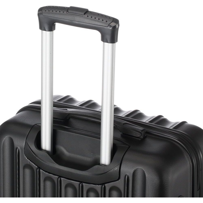 Набір валіз LALAHO 3/4/5 шт. з косметичками, чорний, ABS пластик