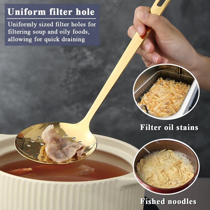 Набір кухонних аксесуарів Evanda (6 шт.), нержавіюча сталь, важкі кухонні прилади, набір лопаток, кухонні аксесуари для дому (Золотий)