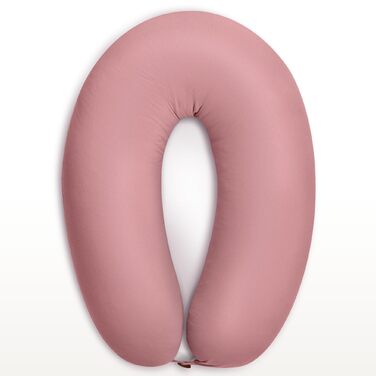 Подушка для вагітних та годування Sei Design XXL з муслінової тканини, ергономічна, для сну на боці, комфортна для дорослих, чохол з 100% органічної бавовни (джерсі, пастельно-рожевий, 190x30 см)