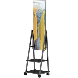 HOMCOM Full Length Mirror, 42 x 155 cm Standing Mirror with Shelf, Standing Mirror with Wheels, Floor Mirror for Bedroom, Living Room, Black | Aosom