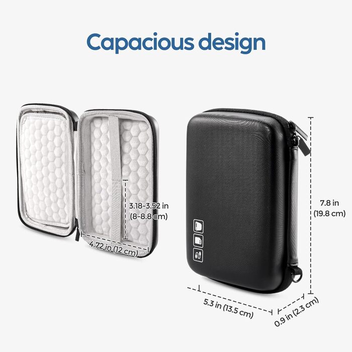 Захисний кейс ProCase для зовнішніх жорстких дисків Canvio Basics, WD Elements, My Passport, Seagate Backup Plus Slim (1/2/3/4TB) - чорний