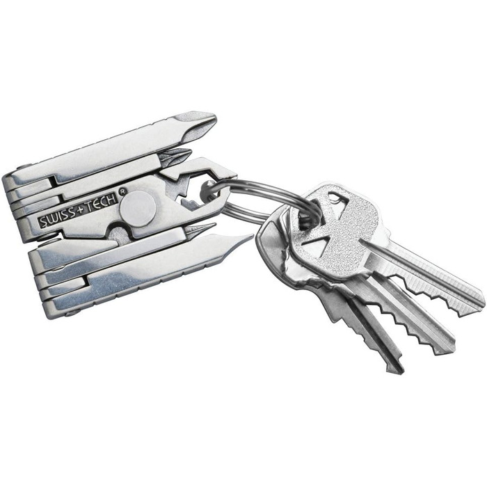 Swiss+Tech ST53100 Polished SS 19-in-1 Micro Pocket Multitool for Camping, Outdoor, Hardware