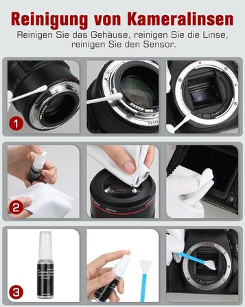 Набір для чищення камери: 14 шт. для об'єктивів DSLR, мобільних телефонів, лінз, фільтрів. Ракета-дувачка, Lenspen, пензлик, мікрофібра, щітка для об'єктивів